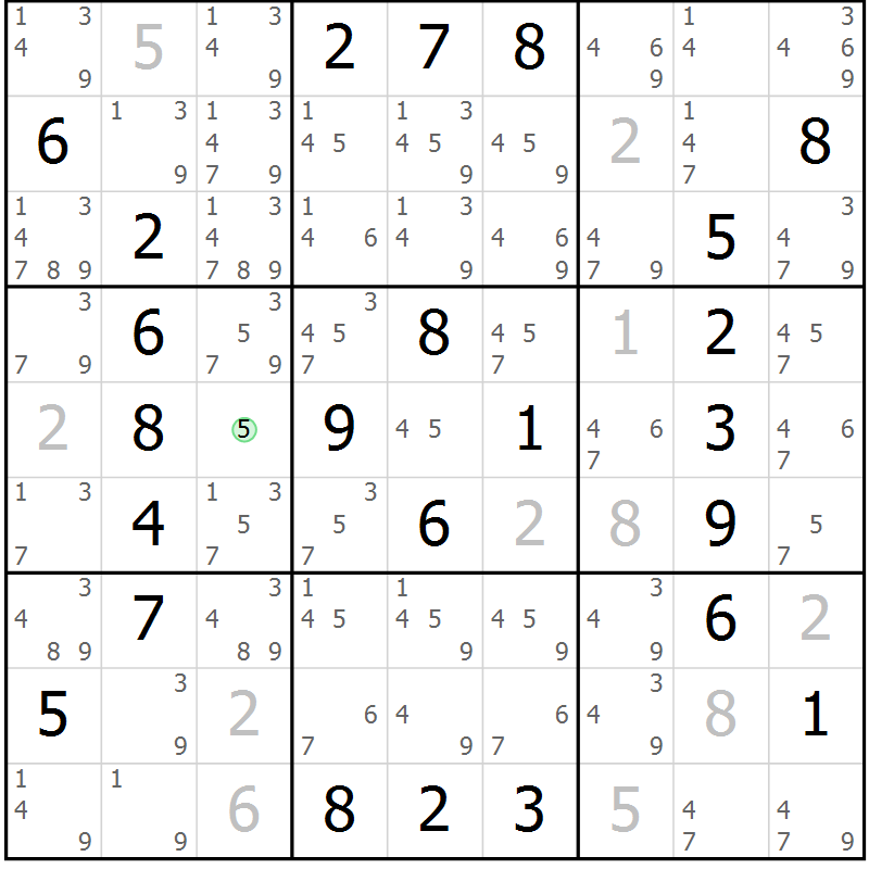 Position des candidats pour la solution de la Gr 15 page 18 du magazine de sudoku Maestro n° 103