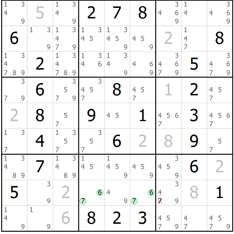 Position des candidats pour la solution de la Gr 15 page 18 du magazine de sudoku Maestro n° 103