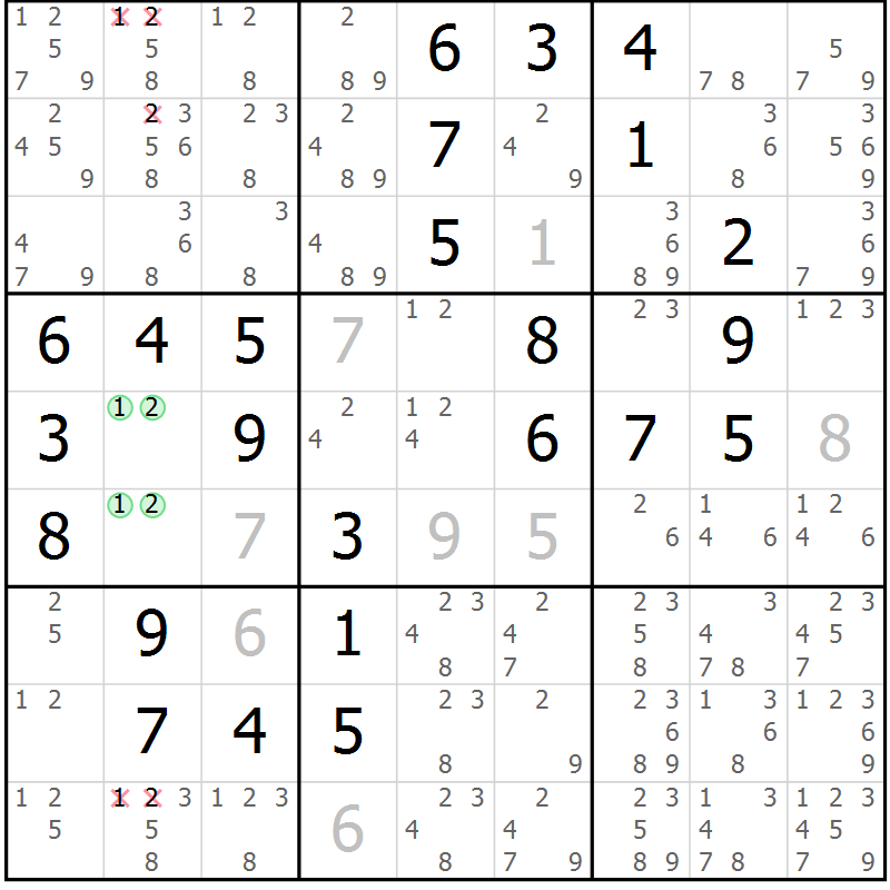 Position des candidats pour la solution de la Gr 17 page 20 du magazine de sudoku Maestro n° 103