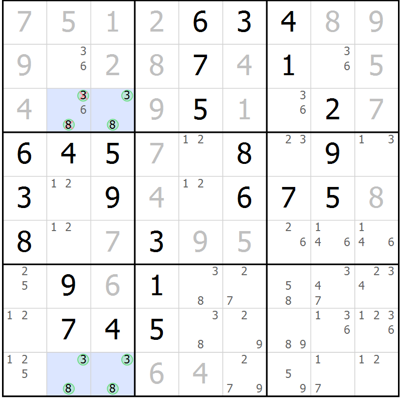 Position des candidats pour la solution de la Gr 17 page 20 du magazine de sudoku Maestro n° 103