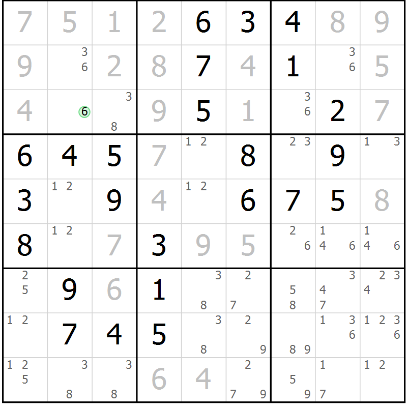 Position des candidats pour la solution de la Gr 17 page 20 du magazine de sudoku Maestro n° 103