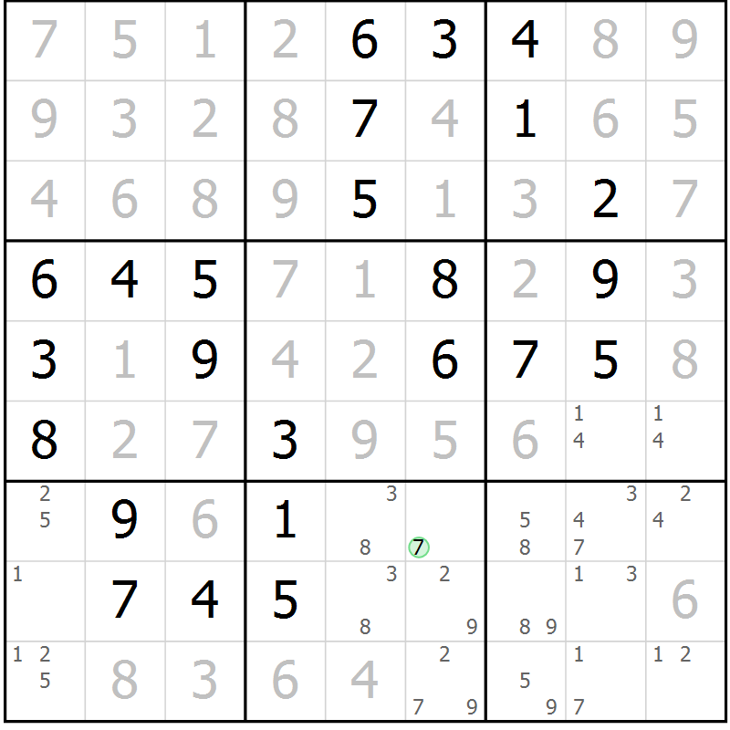 Position des candidats pour la solution de la Gr 17 page 20 du magazine de sudoku Maestro n° 103