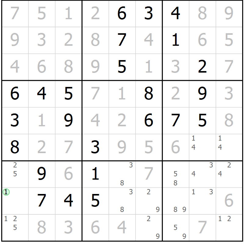 Position des candidats pour la solution de la Gr 17 page 20 du magazine de sudoku Maestro n° 103