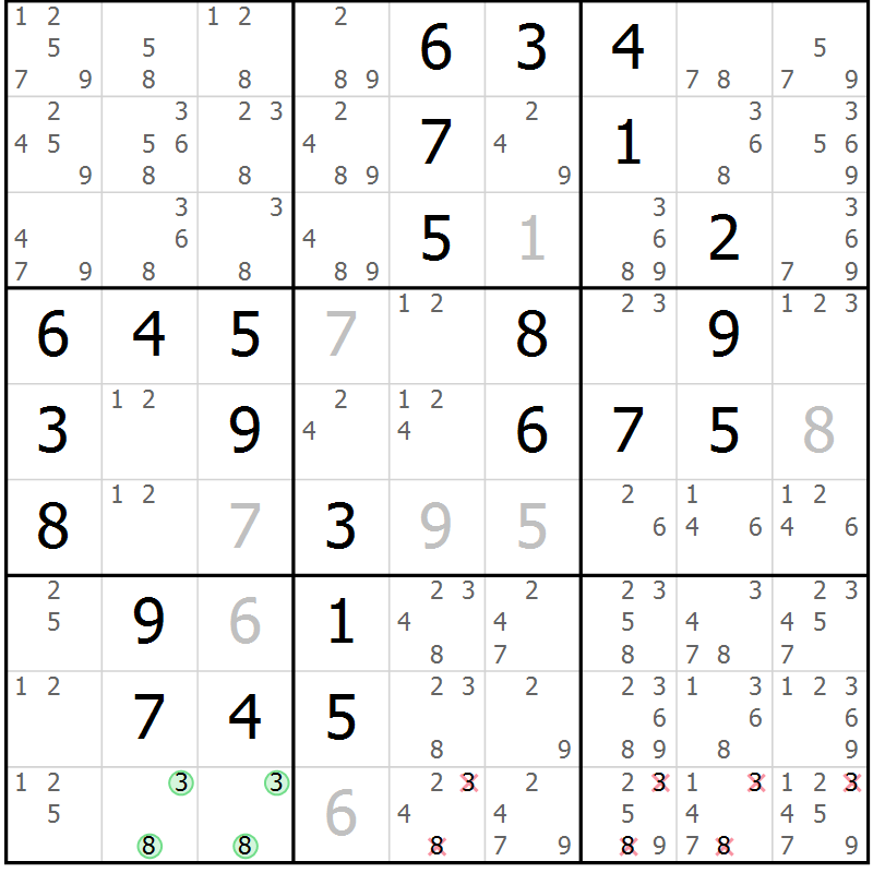 Position des candidats pour la solution de la Gr 17 page 20 du magazine de sudoku Maestro n° 103