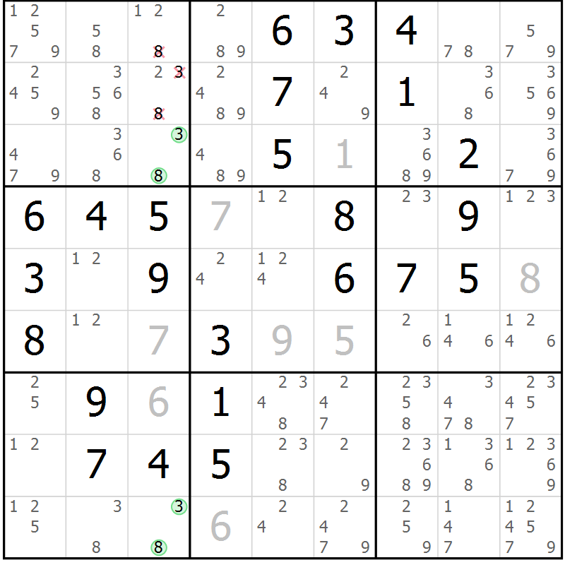 Position des candidats pour la solution de la Gr 17 page 20 du magazine de sudoku Maestro n° 103
