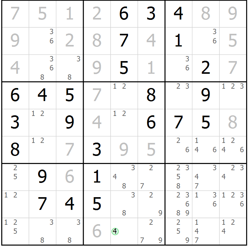 Position des candidats pour la solution de la Gr 17 page 20 du magazine de sudoku Maestro n° 103