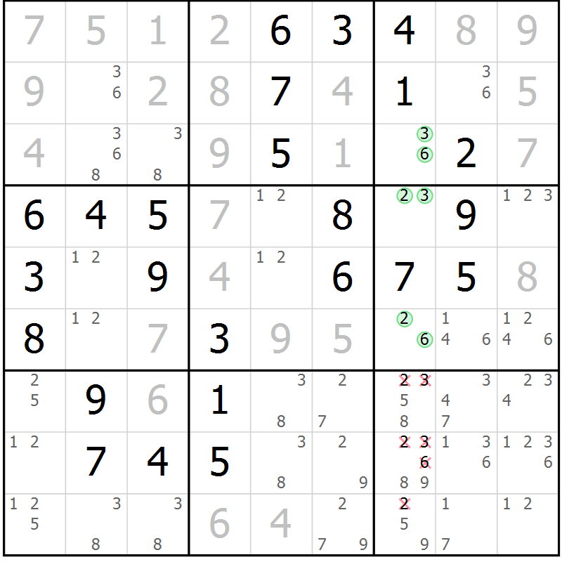 Position des candidats pour la solution de la Gr 17 page 20 du magazine de sudoku Maestro n° 103