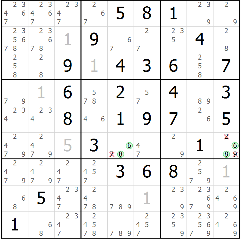 Position des candidats pour la solution de la Gr 19 page 22 du magazine de sudoku Maestro n° 103