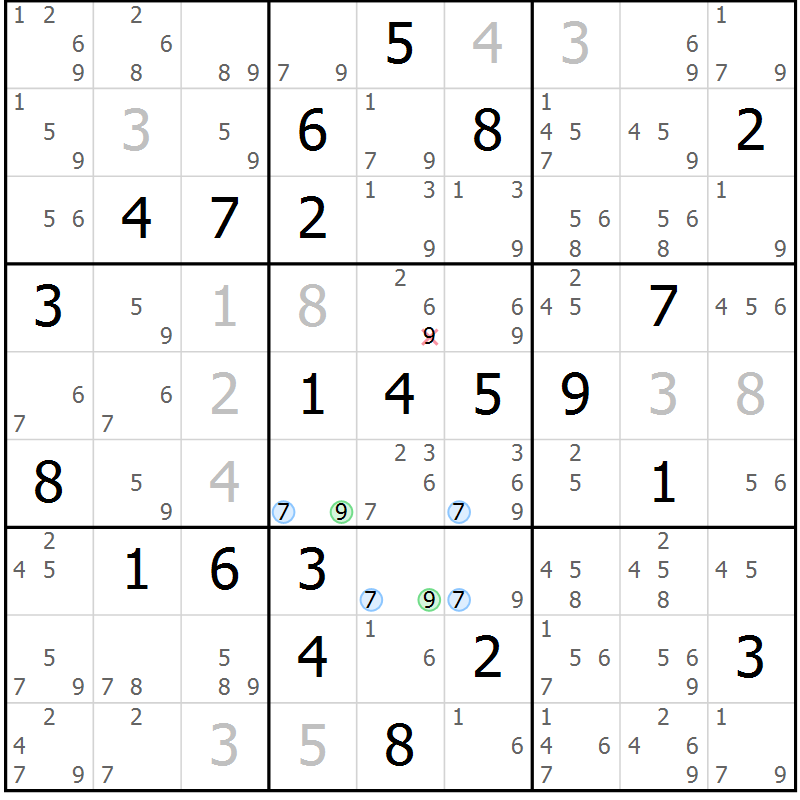 Position des candidats pour la solution de la Gr 2 page 5 du magazine de sudoku Maestro n° 103