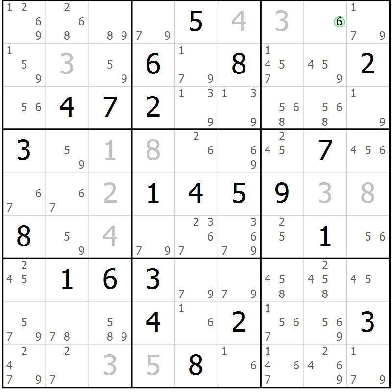Position des candidats pour la solution de la Gr 2 page 5 du magazine de sudoku Maestro n° 103
