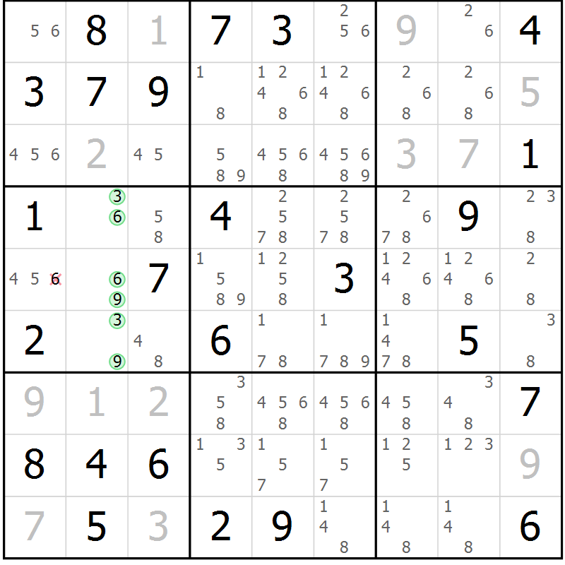 Position des candidats pour la solution de la Gr 21 page 24 du magazine de sudoku Maestro n° 103