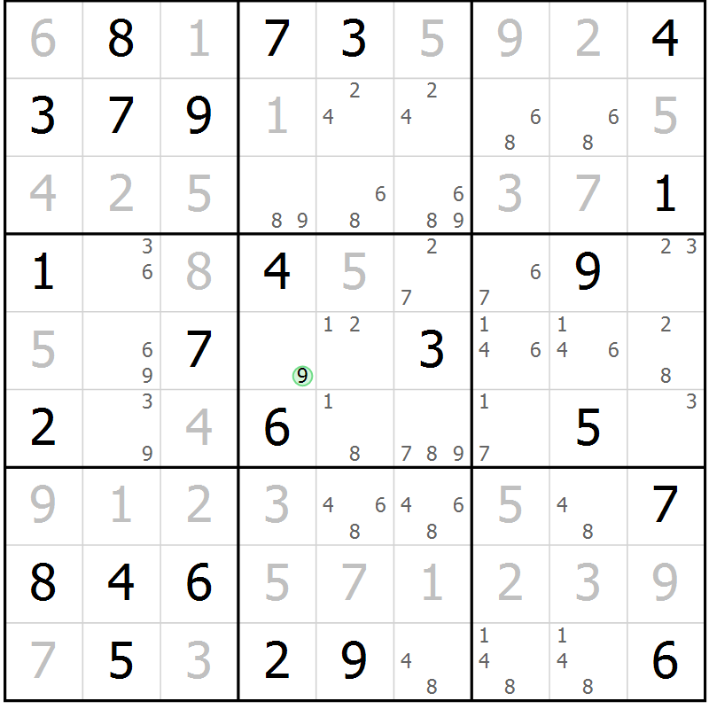 Position des candidats pour la solution de la Gr 21 page 24 du magazine de sudoku Maestro n° 103