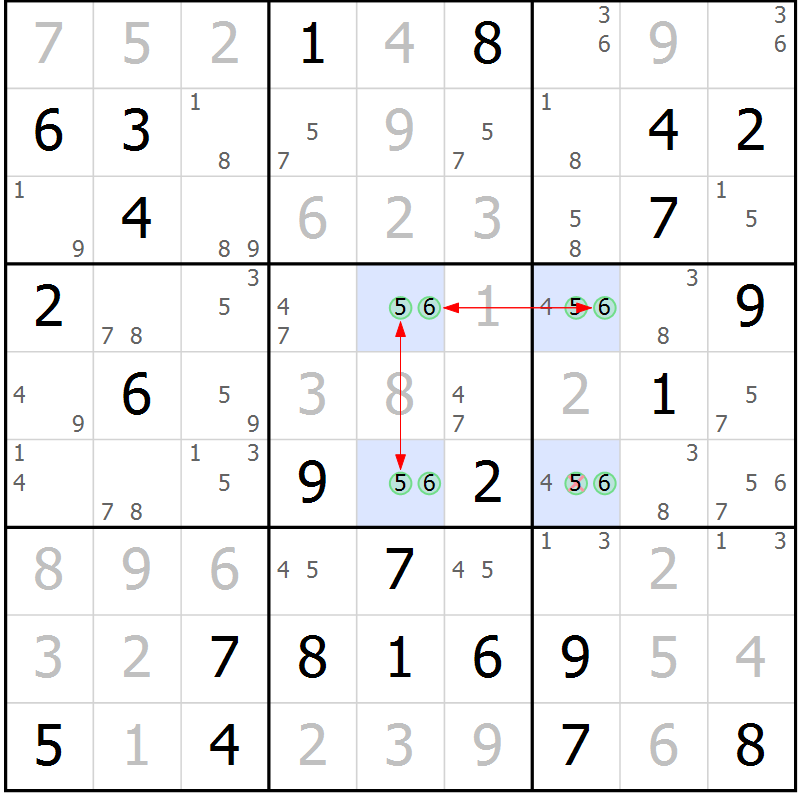 Position des candidats pour la solution de la Gr 22 page 25 du magazine de sudoku Maestro n° 103