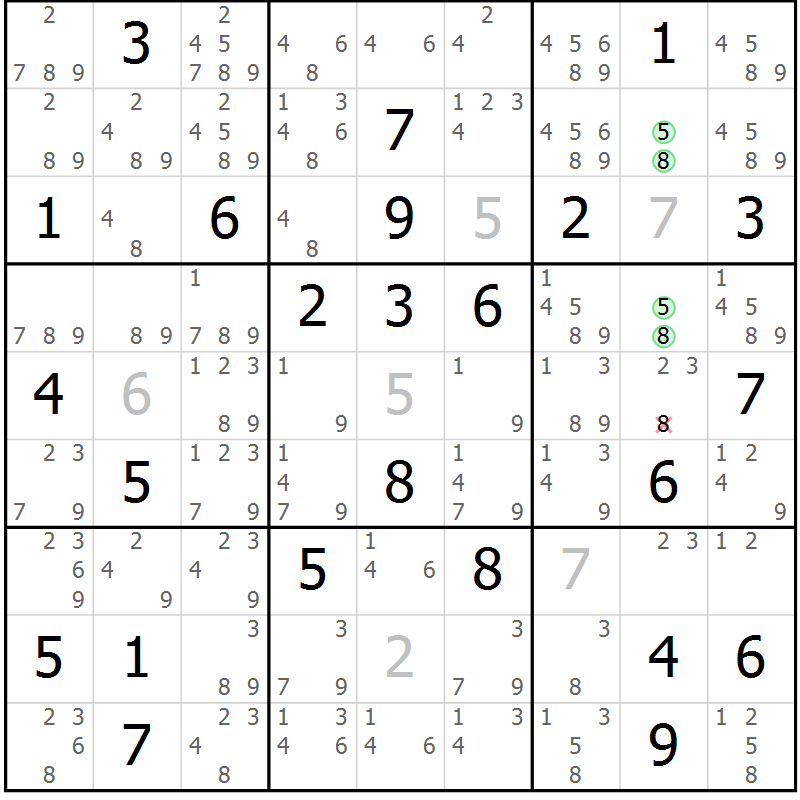 Position des candidats pour la solution de la Gr 24 page 27 du magazine de sudoku Maestro n° 103