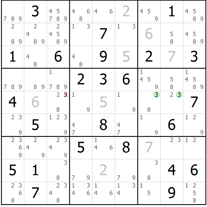 Position des candidats pour la solution de la Gr 24 page 27 du magazine de sudoku Maestro n° 103