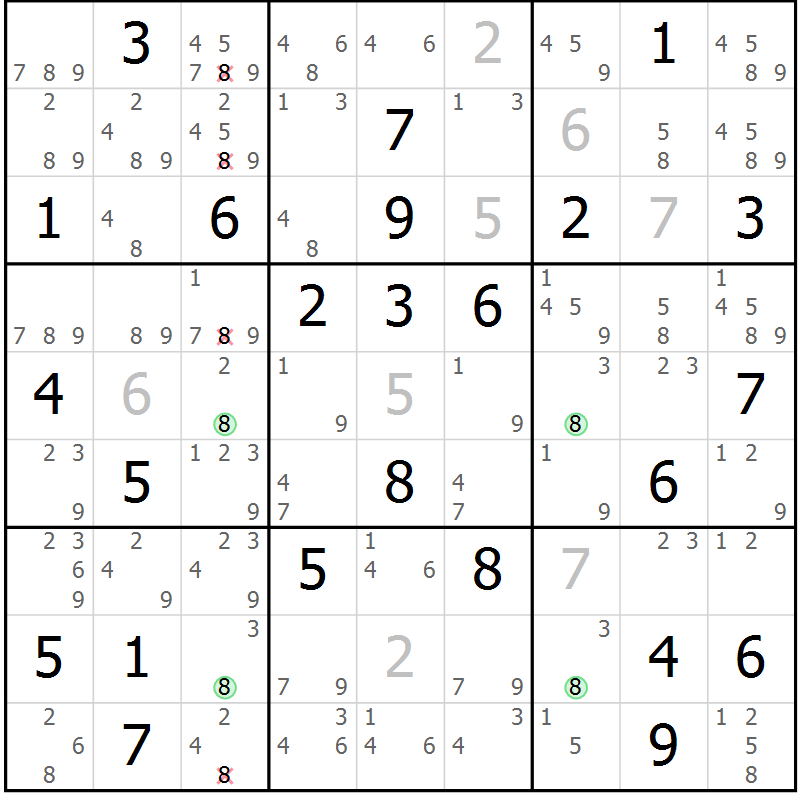 Position des candidats pour la solution de la Gr 24 page 27 du magazine de sudoku Maestro n° 103