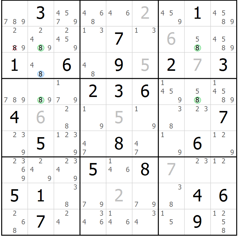 Position des candidats pour la solution de la Gr 24 page 27 du magazine de sudoku Maestro n° 103