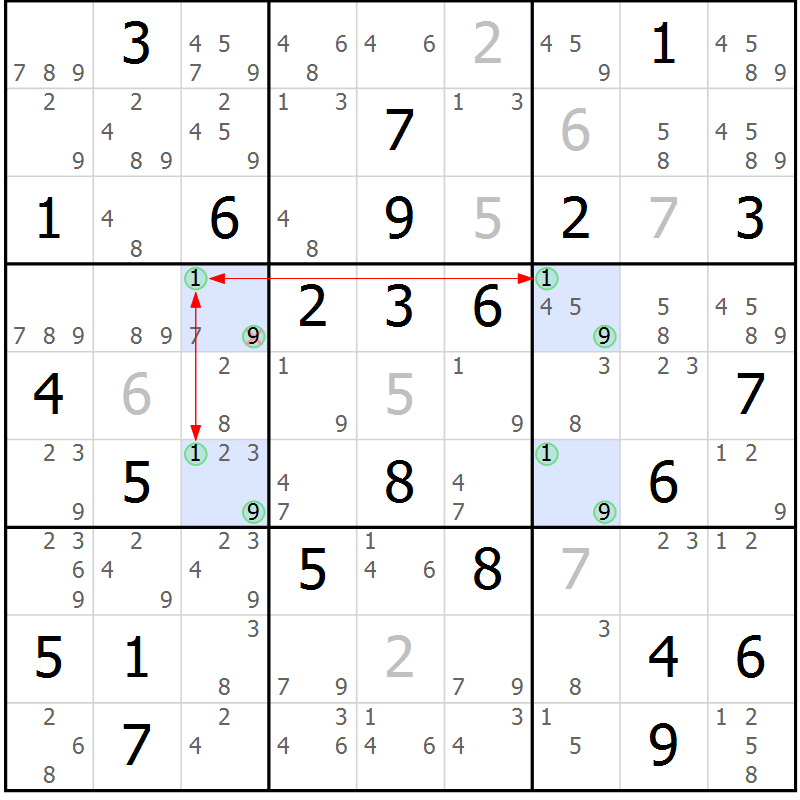 Position des candidats pour la solution de la Gr 24 page 27 du magazine de sudoku Maestro n° 103