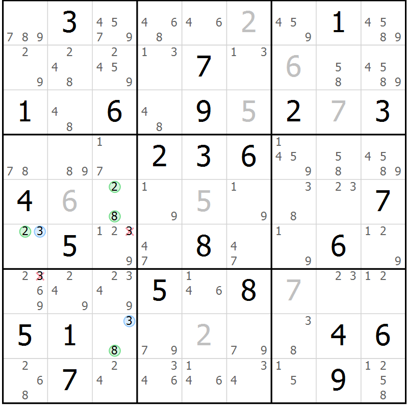 Position des candidats pour la solution de la Gr 24 page 27 du magazine de sudoku Maestro n° 103