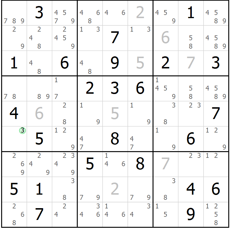 Position des candidats pour la solution de la Gr 24 page 27 du magazine de sudoku Maestro n° 103