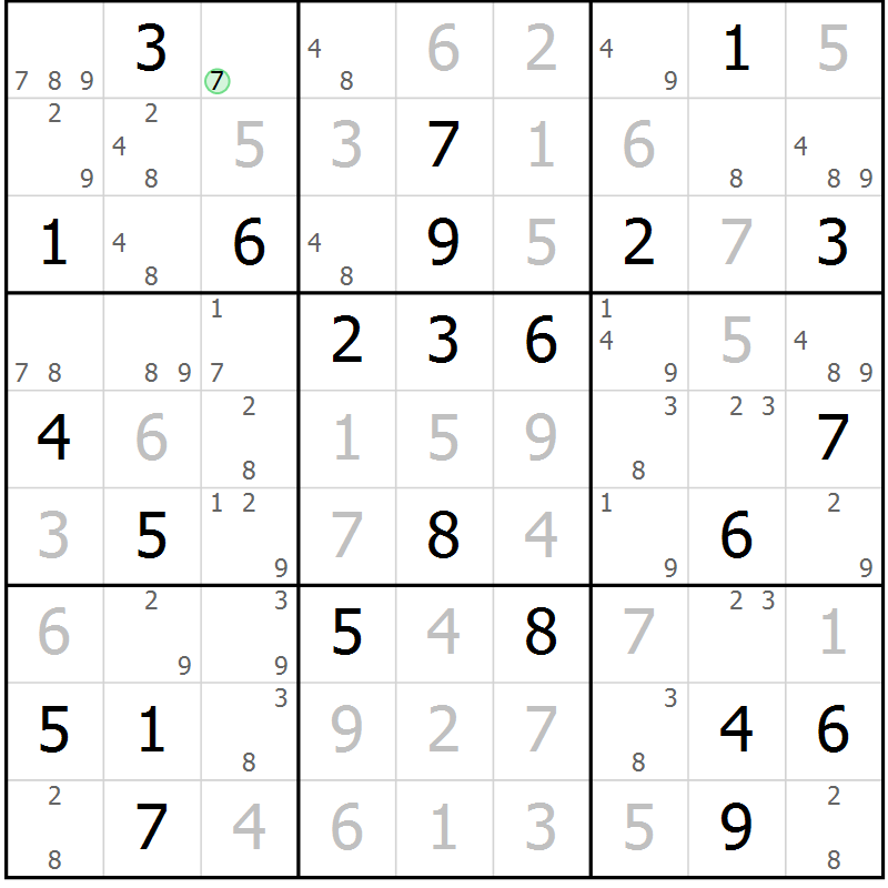 Position des candidats pour la solution de la Gr 24 page 27 du magazine de sudoku Maestro n° 103