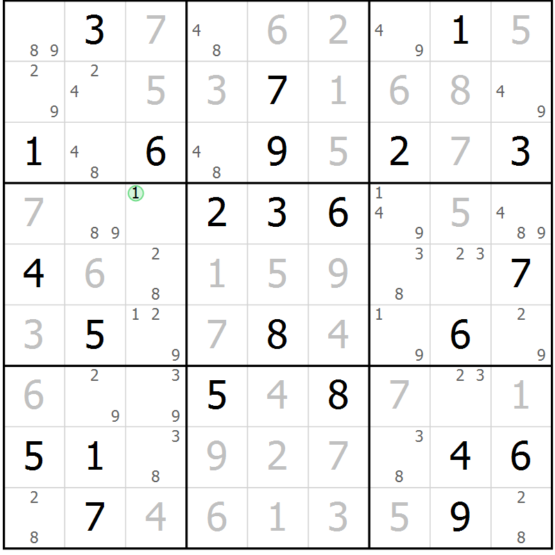 Position des candidats pour la solution de la Gr 24 page 27 du magazine de sudoku Maestro n° 103