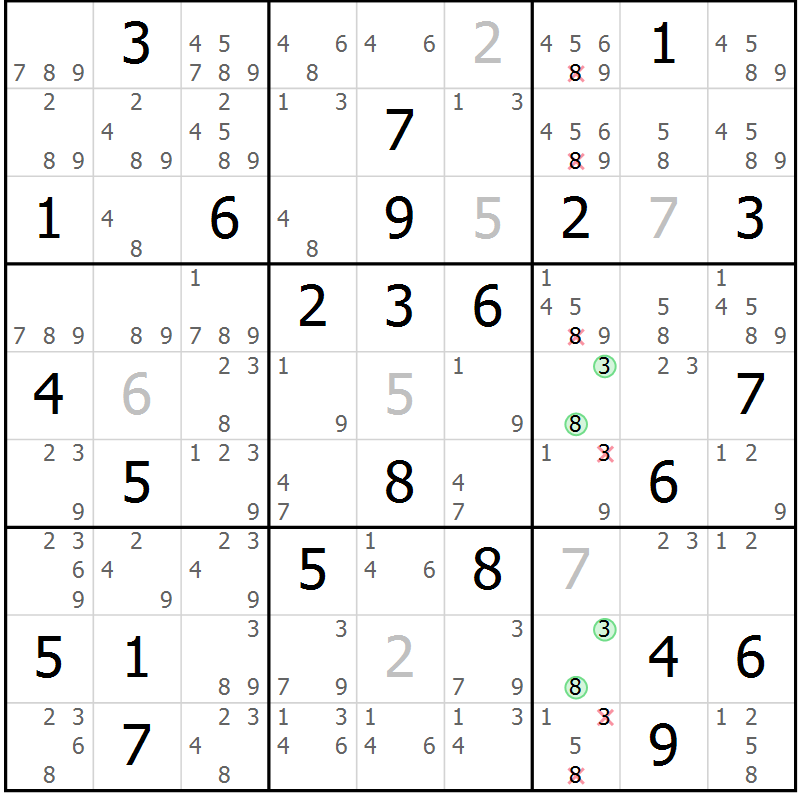 Position des candidats pour la solution de la Gr 24 page 27 du magazine de sudoku Maestro n° 103