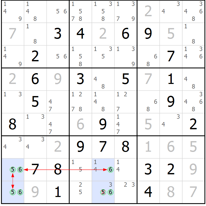 Position des candidats pour la solution de la Gr 25 page 28 du magazine de sudoku Maestro n° 103