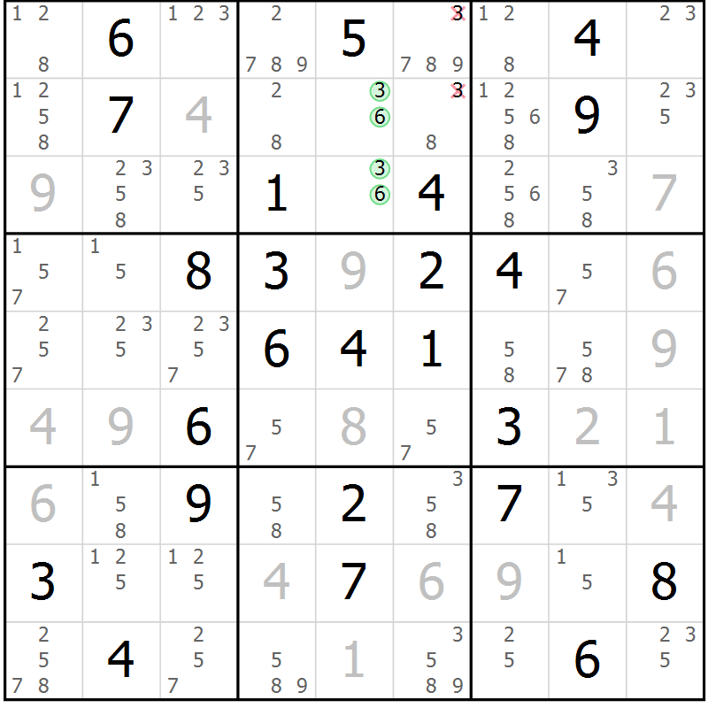 Position des candidats pour la solution de la Gr 26 page 29 du magazine de sudoku Maestro n° 103