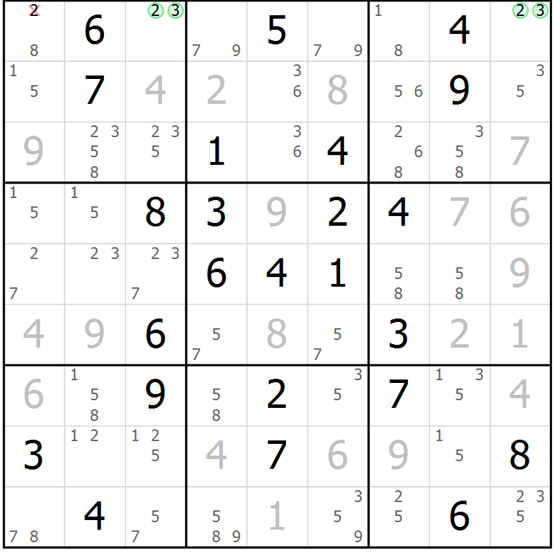Position des candidats pour la solution de la Gr 26 page 29 du magazine de sudoku Maestro n° 103