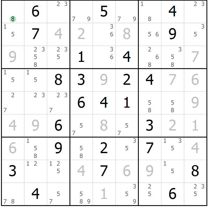 Position des candidats pour la solution de la Gr 26 page 29 du magazine de sudoku Maestro n° 103