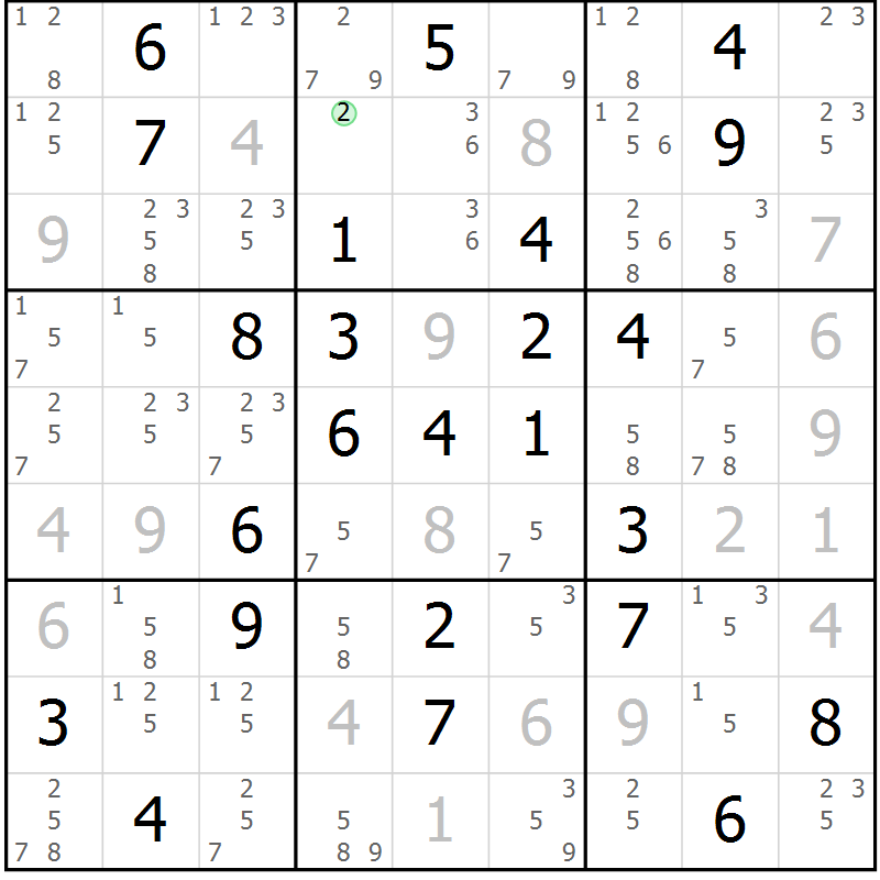 Position des candidats pour la solution de la Gr 26 page 29 du magazine de sudoku Maestro n° 103