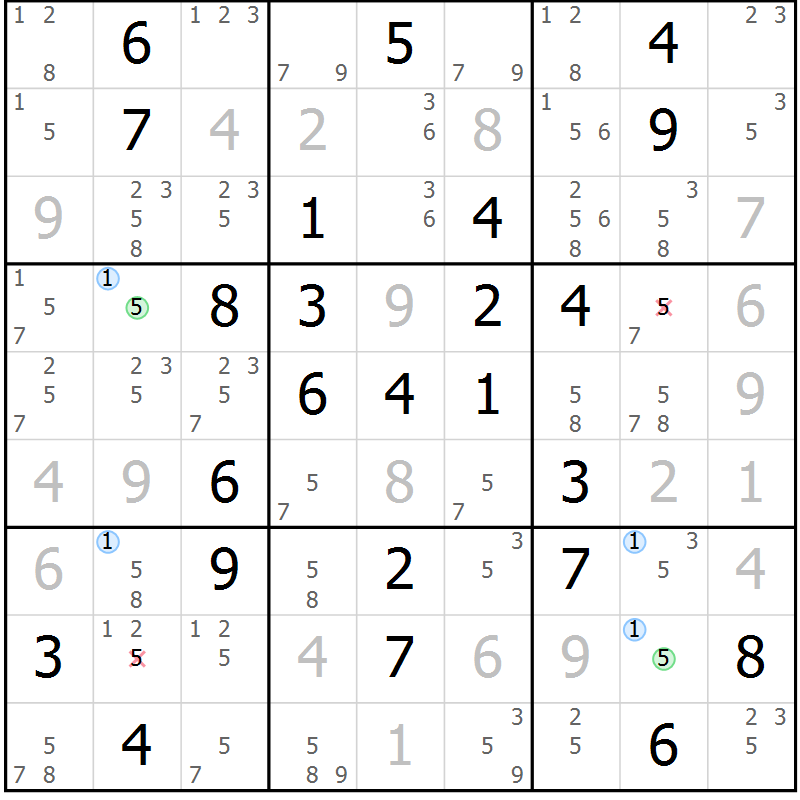 Position des candidats pour la solution de la Gr 26 page 29 du magazine de sudoku Maestro n° 103