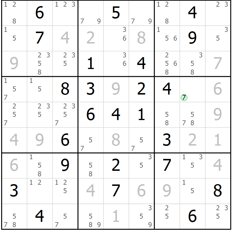 Position des candidats pour la solution de la Gr 26 page 29 du magazine de sudoku Maestro n° 103