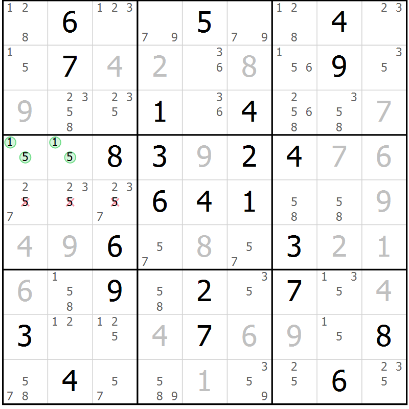 Position des candidats pour la solution de la Gr 26 page 29 du magazine de sudoku Maestro n° 103