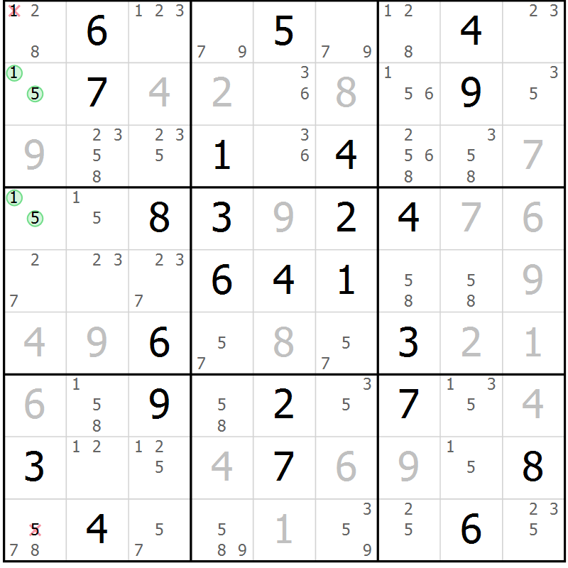 Position des candidats pour la solution de la Gr 26 page 29 du magazine de sudoku Maestro n° 103