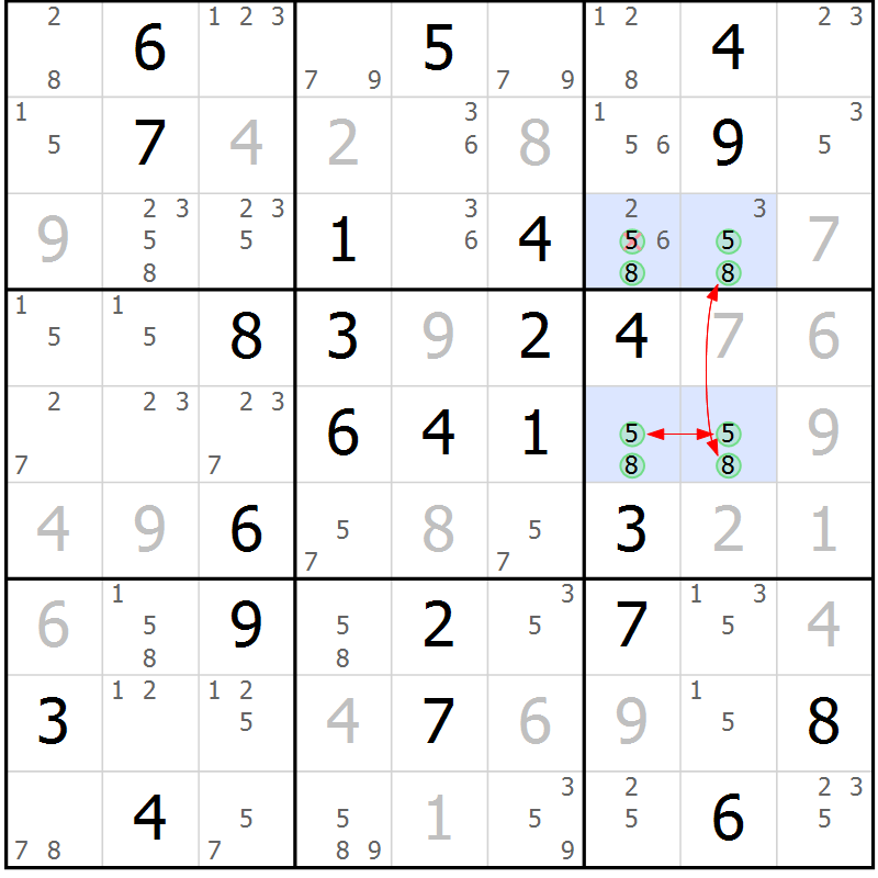 Position des candidats pour la solution de la Gr 26 page 29 du magazine de sudoku Maestro n° 103
