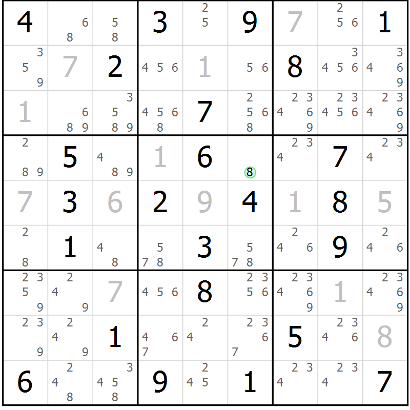 Position des candidats pour la solution de la Gr 27 page 30 du magazine de sudoku Maestro n° 103