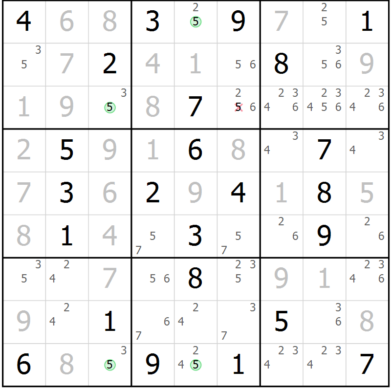 Position des candidats pour la solution de la Gr 27 page 30 du magazine de sudoku Maestro n° 103