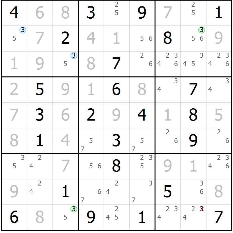 Position des candidats pour la solution de la Gr 27 page 30 du magazine de sudoku Maestro n° 103