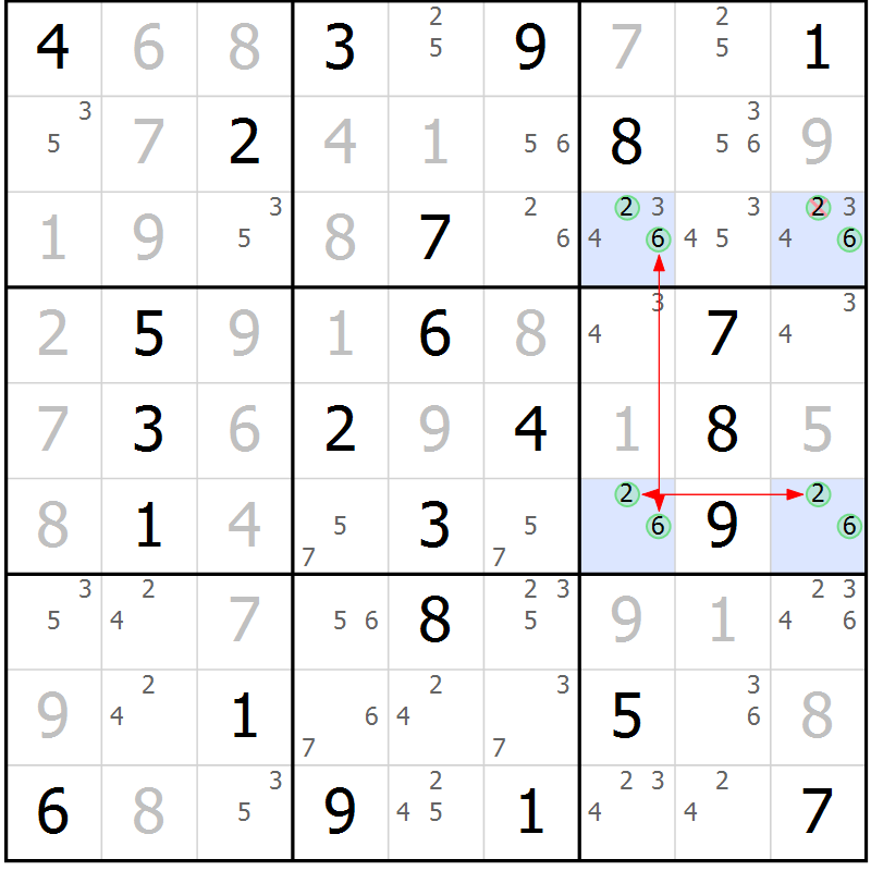 Position des candidats pour la solution de la Gr 27 page 30 du magazine de sudoku Maestro n° 103