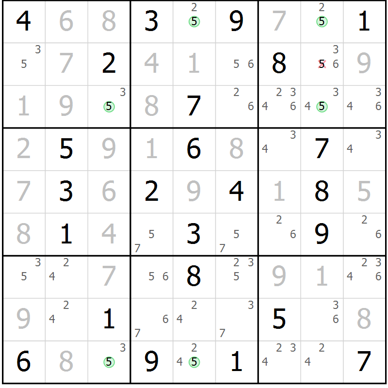 Position des candidats pour la solution de la Gr 27 page 30 du magazine de sudoku Maestro n° 103