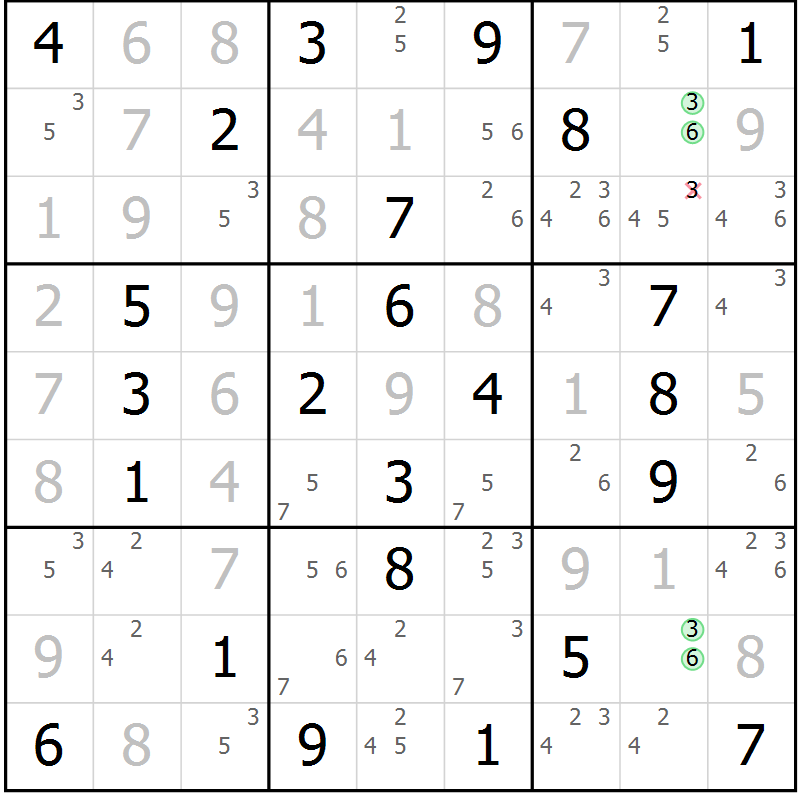 Position des candidats pour la solution de la Gr 27 page 30 du magazine de sudoku Maestro n° 103