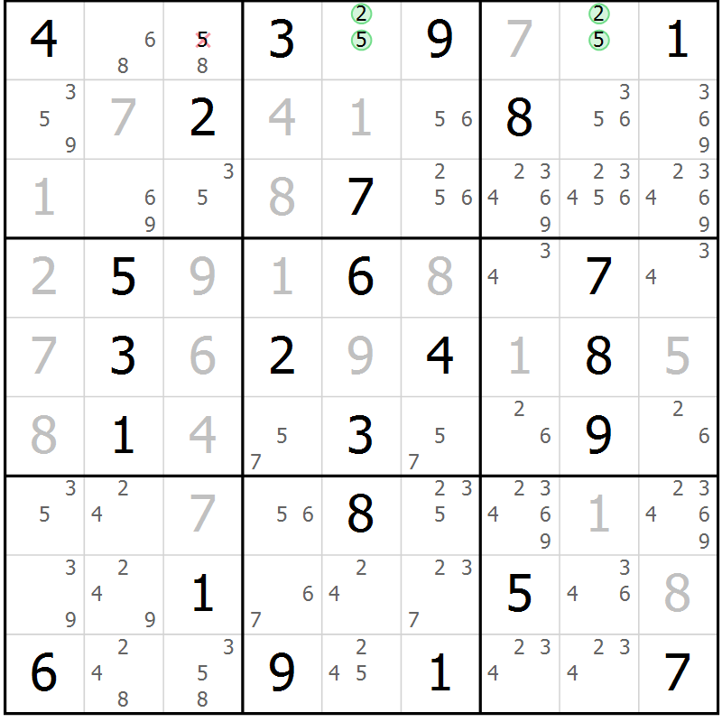 Position des candidats pour la solution de la Gr 27 page 30 du magazine de sudoku Maestro n° 103