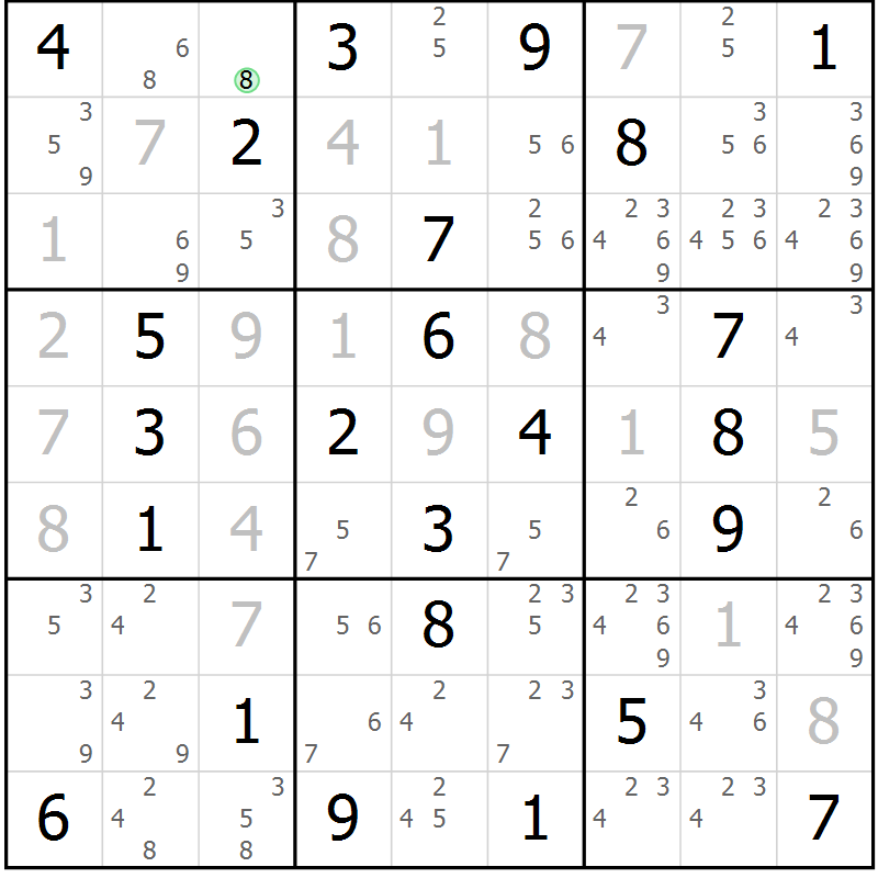 Position des candidats pour la solution de la Gr 27 page 30 du magazine de sudoku Maestro n° 103