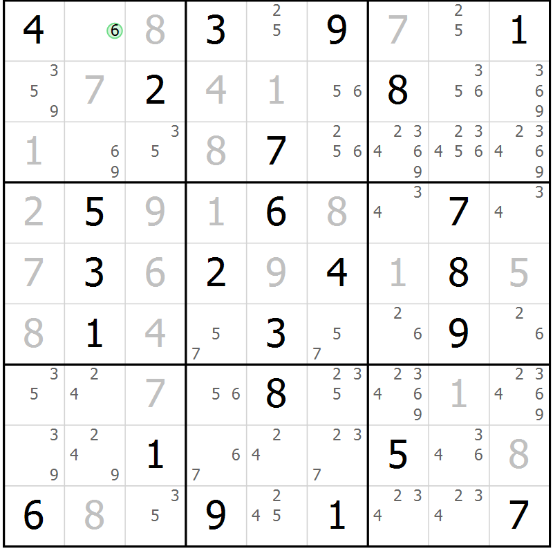 Position des candidats pour la solution de la Gr 27 page 30 du magazine de sudoku Maestro n° 103