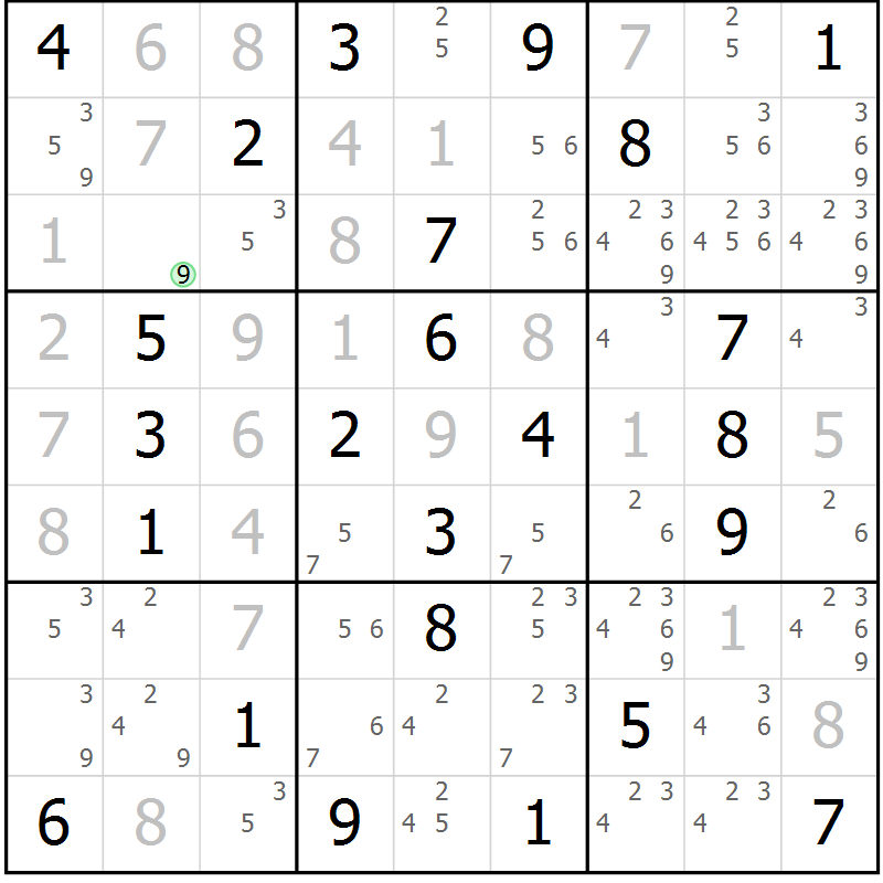 Position des candidats pour la solution de la Gr 27 page 30 du magazine de sudoku Maestro n° 103