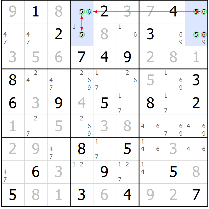 Position des candidats pour la solution de la Gr 29 page 32 du magazine de sudoku Maestro n° 103