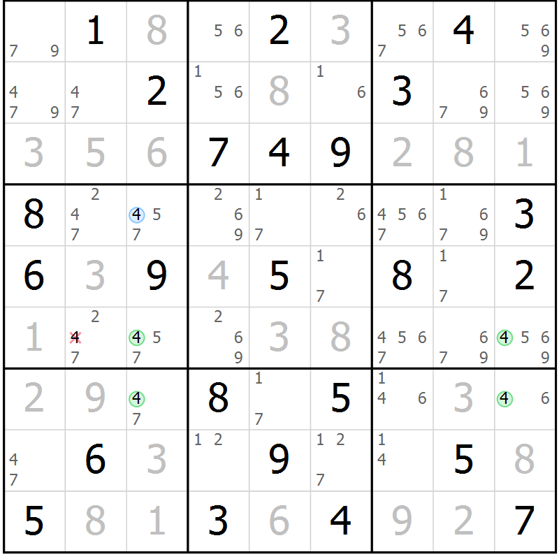 Position des candidats pour la solution de la Gr 29 page 32 du magazine de sudoku Maestro n° 103