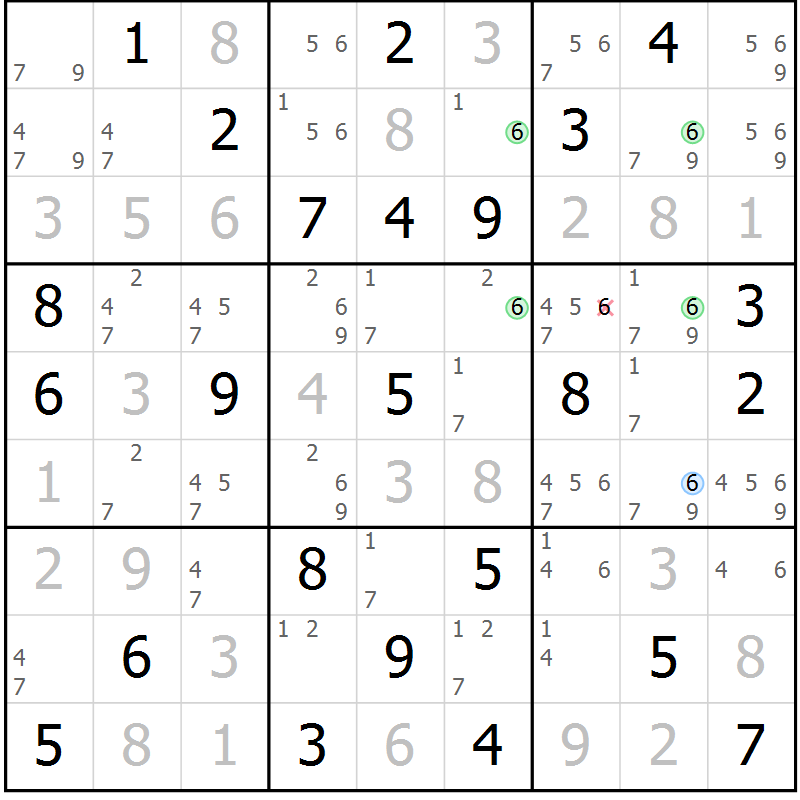 Position des candidats pour la solution de la Gr 29 page 32 du magazine de sudoku Maestro n° 103